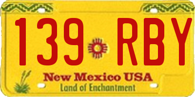 NM license plate 139RBY