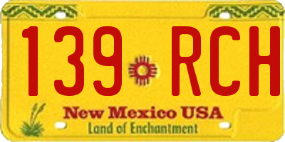 NM license plate 139RCH