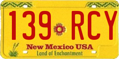 NM license plate 139RCY