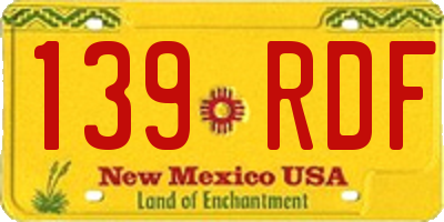 NM license plate 139RDF