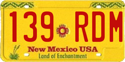 NM license plate 139RDM