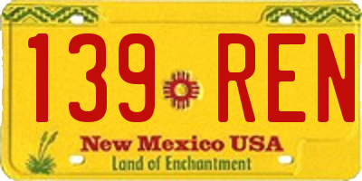 NM license plate 139REN