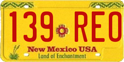 NM license plate 139REO
