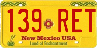 NM license plate 139RET