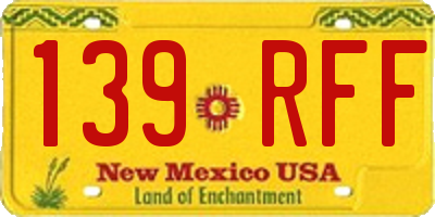 NM license plate 139RFF