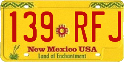 NM license plate 139RFJ