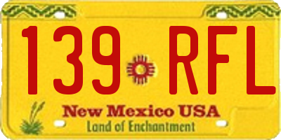 NM license plate 139RFL