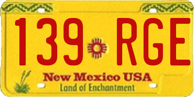 NM license plate 139RGE