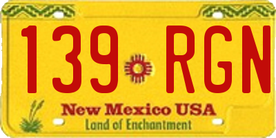 NM license plate 139RGN