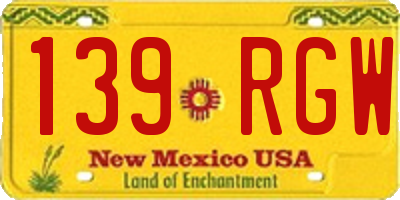 NM license plate 139RGW