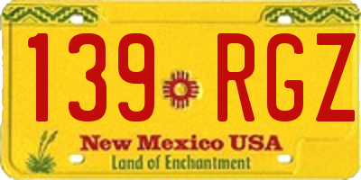 NM license plate 139RGZ