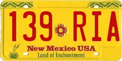 NM license plate 139RIA