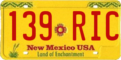 NM license plate 139RIC