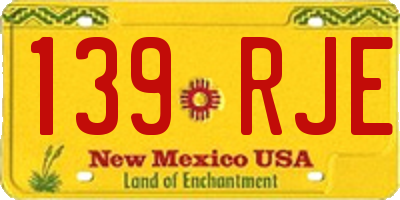 NM license plate 139RJE