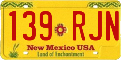 NM license plate 139RJN