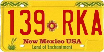 NM license plate 139RKA