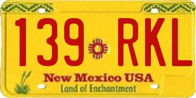 NM license plate 139RKL