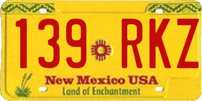 NM license plate 139RKZ