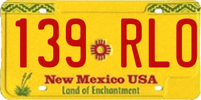 NM license plate 139RLO