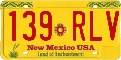 NM license plate 139RLV