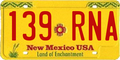 NM license plate 139RNA