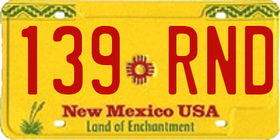 NM license plate 139RND