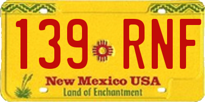 NM license plate 139RNF