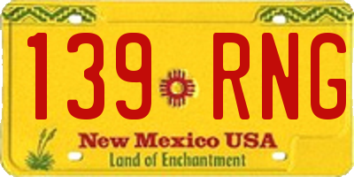NM license plate 139RNG