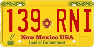 NM license plate 139RNI