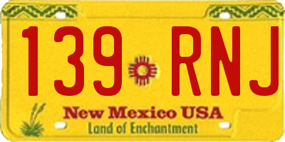 NM license plate 139RNJ