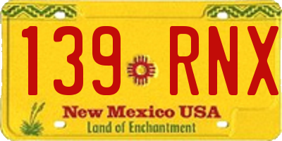 NM license plate 139RNX