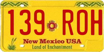 NM license plate 139ROH