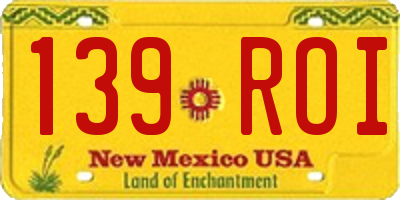 NM license plate 139ROI