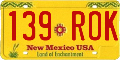 NM license plate 139ROK