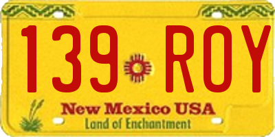 NM license plate 139ROY