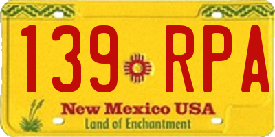 NM license plate 139RPA