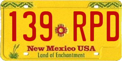 NM license plate 139RPD