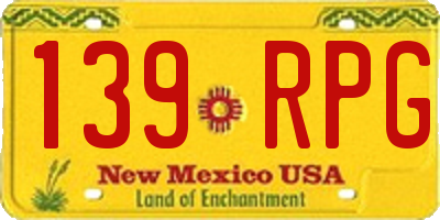 NM license plate 139RPG