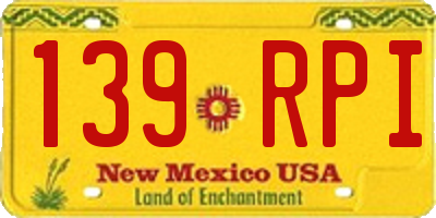 NM license plate 139RPI
