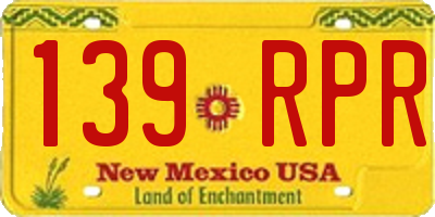 NM license plate 139RPR