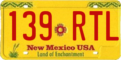 NM license plate 139RTL