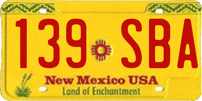 NM license plate 139SBA