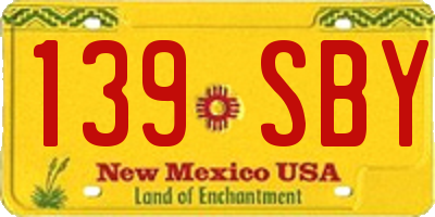 NM license plate 139SBY