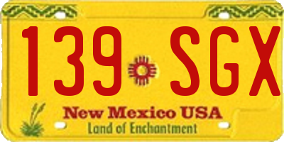 NM license plate 139SGX