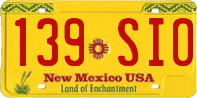 NM license plate 139SIO