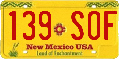 NM license plate 139SOF