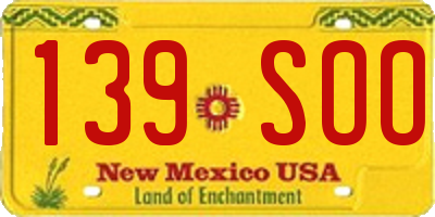NM license plate 139SOO