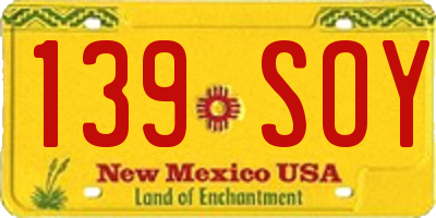 NM license plate 139SOY