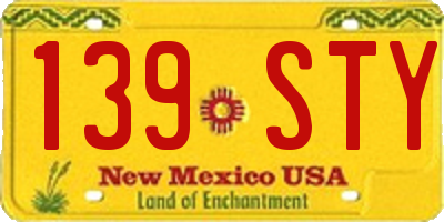 NM license plate 139STY