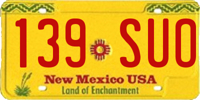 NM license plate 139SUO